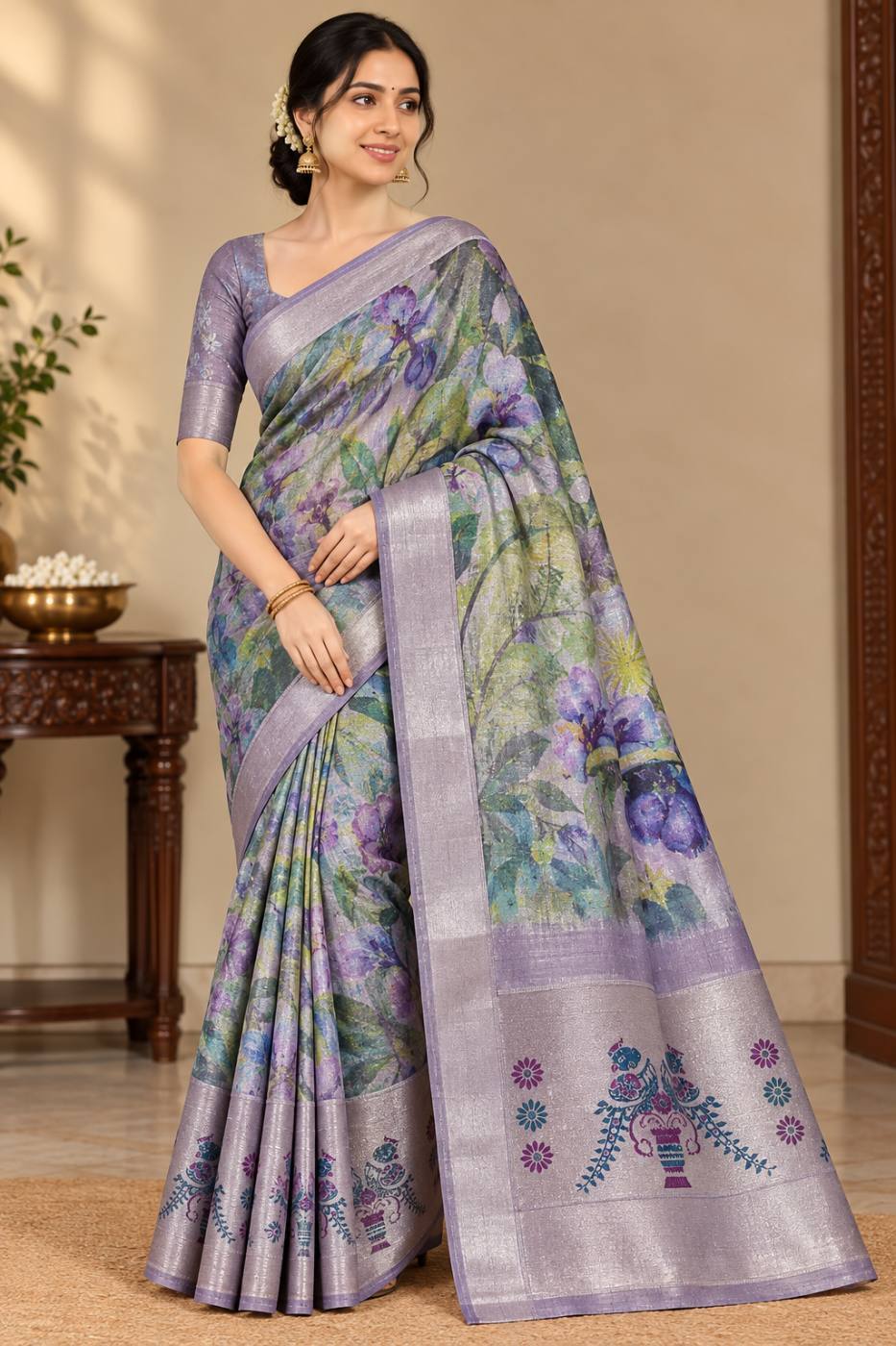 CRYSTAL SILVER SAREE